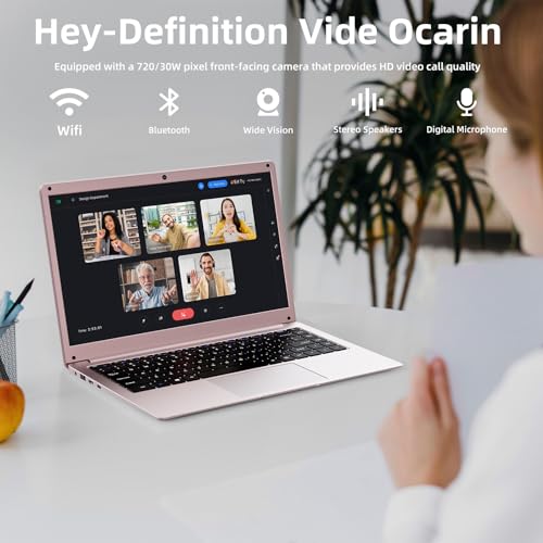 Image of 14'' Windows Laptop,Computer laptops,Celeron N4000 Processor, 8 GB RAM, 256 GB Storage,WiFi 5, Bluetooth 5.0,Windows 11, Laptop for Business, Office or Student use (Pink)