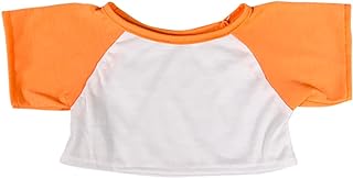 Stuffems Toy Shop La Camiseta Blanca w/Ropa de Color Naranja Mangas Traje de Oso de Peluche Fit 14" - 18" Build-a-Bear, Vermont Osos de Peluche, y Hacer su Propio