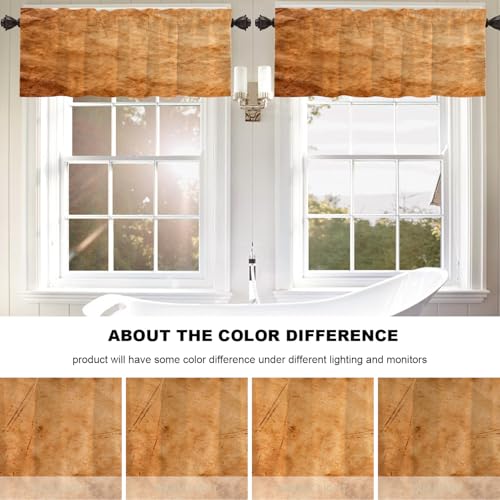 BaoNews Brown Gold Modern Copper Pattern Kitchen Valances for Windows,Abstract Scratch Marks Blackout Valances Curtains Multilayer Polyester Drapes for Kitchen Bedroom 2 Pack 52X16 Inches - image 9