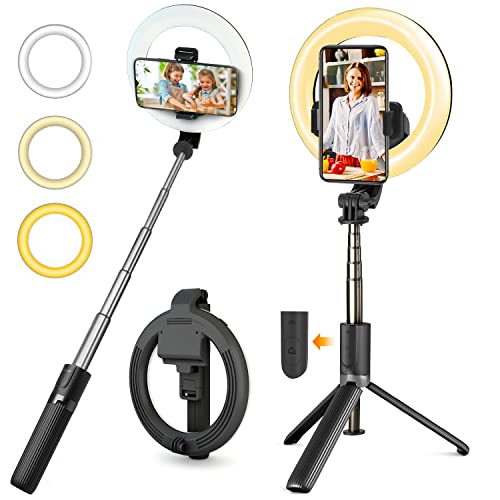 Perche a Selfie [avec Selfie Ring Light], PEYOU 35.4'' Aluminium Extensible Selfie Stick 360° Rotation avec Bluetooth, Monopode Rechargeable Selfie Anneau Lumineux Compatible pour iPhone/Huawei/Gopro Cover