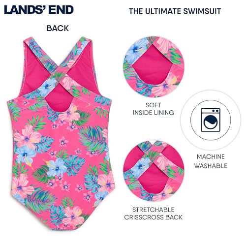 Image of Lands' End Girls' UPF 50+ Stretch Crisscross Back One Piece Swimsuit