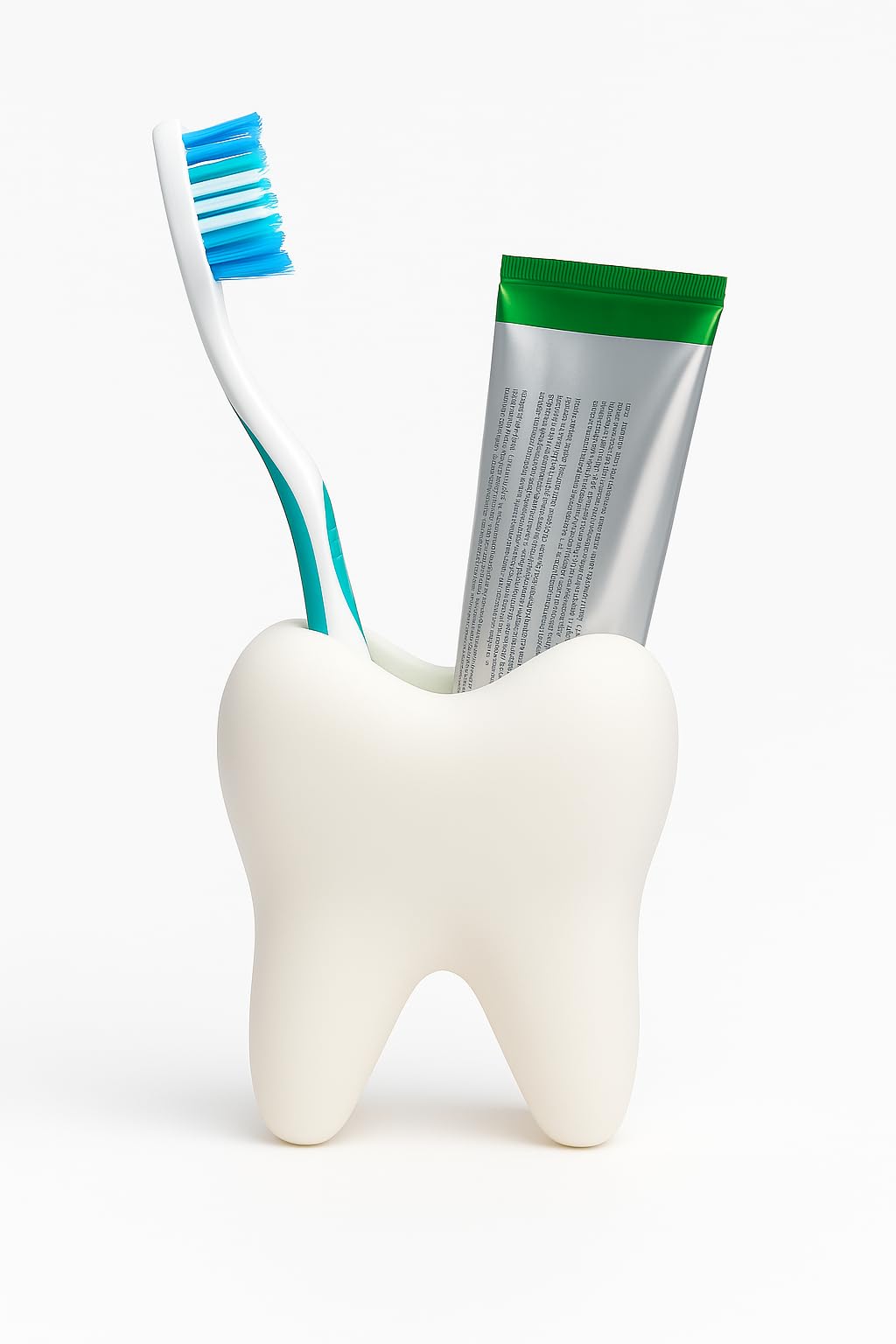 3Doz Tooth Design Toothbrush Holder, Toothbrush & Toothpaste Holder with 3 Slots, Bathroom Organizer for Countertop, 3D Printed from Bio Nature Friendly PLA Material