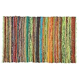India Artistic Multi Color Chindi Rag Rug 4X6' | Hand Woven Rug & Reversible Rug | Recycled Cotton C