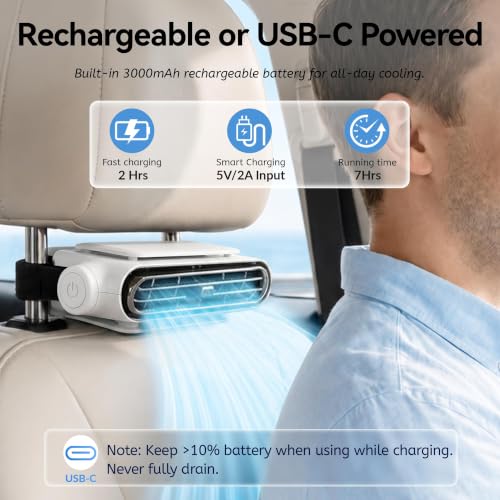 StyleLift Rechargeable Car Seat Fan White