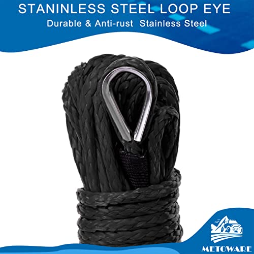 Metoware Synthetic Winch Rope, 1/4" X 50Ft 8500 Lbs Winch Cable Line With Protective Sleeve Fits 4Wd Off Road Vehicle Utv Atv Suv Truck (Black) #TOP2