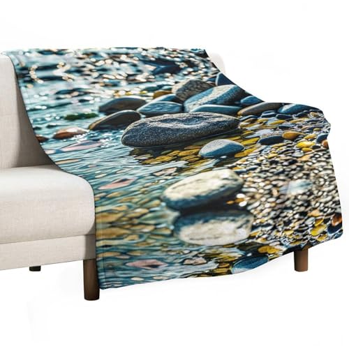 Couverture flanelle super douce galets plaid lit et canapé