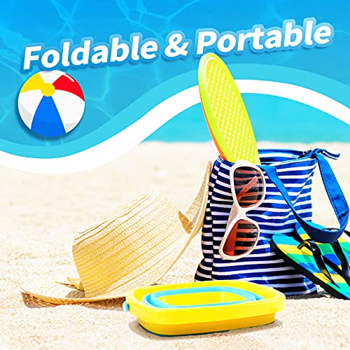 Kidtion Beach Toys Buckets, Collapsible Buckets for Kids Camping - 3 Packs, Multipurpose Silicone Sand Buckets, Beach Buckets with Multiple Colors, Foldable Buckets with Compact Design
