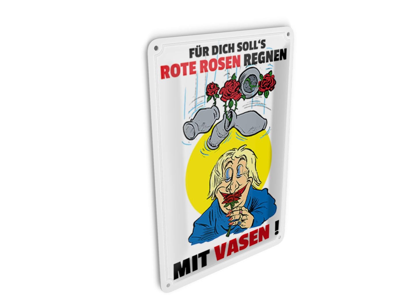 Femer Tin Postcard with German Text "Für dich Rosen regnen mit Vasen" [German Language]