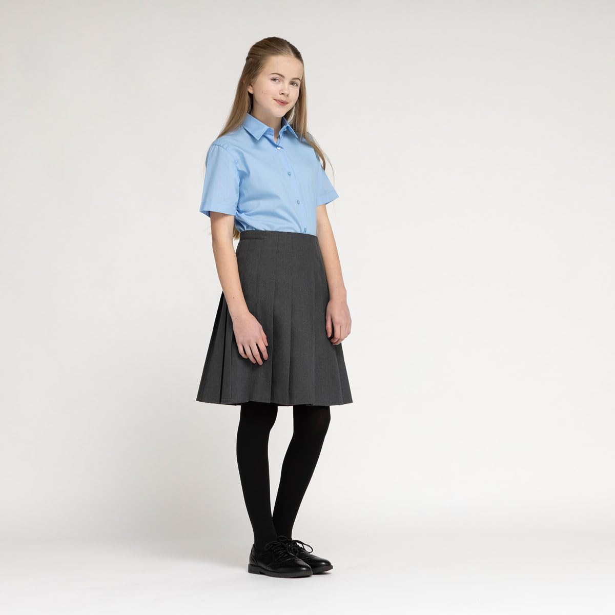 Paquete de 2 blusas escolares de manga corta para niñas, no necesitan planchado