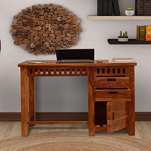 Image of Solid Sheesham Wood Study Table for Adults | Computer Table for Home | Wooden Writing Desk | Office Table for Office Work | Work from Home Table with 2 Drawers (14)
