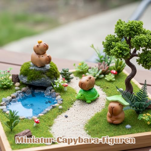 Capybara Deko, 13 Stück Mini Capybara Figuren, Capybara Torten Deko und Squishy, Ideal für Capybaras Adventskalender und Capybaras Sachen, Maße 14 x 5 cm