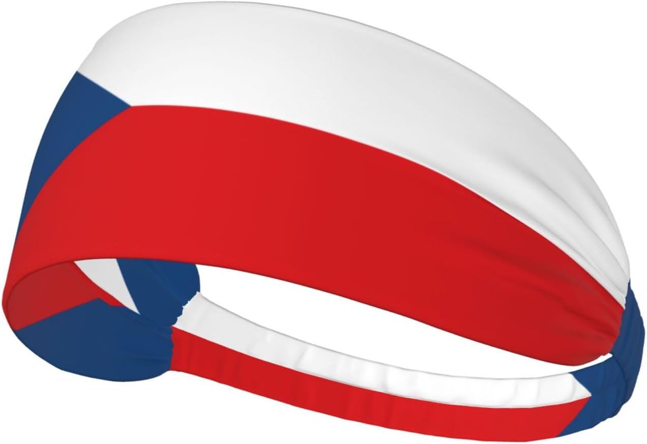 Flag of the Czech Republic Elastic Exercise Headband for Sports & Workouts