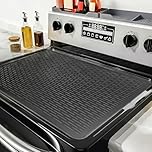 Induction Hob Protector Mat, 71x50cm Induction Hob Covers, Silicone Stove Top Cover for Electric & Ceramic Cookers, Heat Resistant Scratch Proof Kitchen Worktop Saver, Black