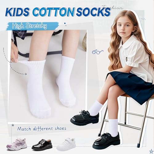 Image of Eyean Kids Athletic Crew Socks Boys Girls Cotton School Uniform Casual Basic Socks 6 Pairs