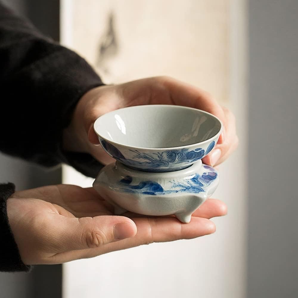XIALON 3.2inch Hand Painted Ceramic Tea Strainer Tea Filter Kung Fu Tea Set Tea Ceremony
