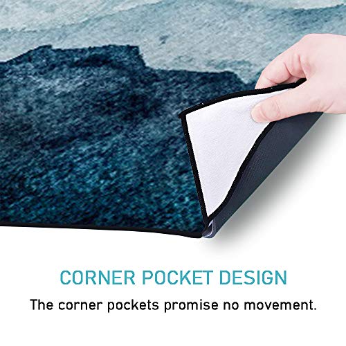 Qiyi Yoga Mat Towel With Corner Pockets, Non Slip Sweat Absorbent Hot Yoga Towels, Soft Yoga Blankets With Travel Bag, Skidless Mat Cover For Workout, Gym, Fitness - 70"X26", Watercolor Mountain #TOP1