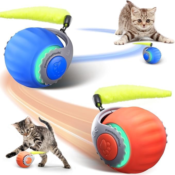 PawsomeFinds 2-Pack USB Rechargeable Motion-Activated LED Cat Toy