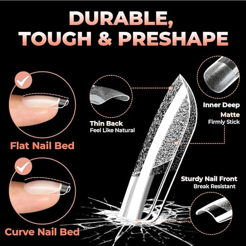Image of UNA GELLA Short Square Nail Tips, 312pcs Nail Tips Square Fake Nails
