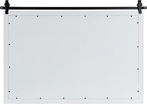 Miniatura 7 de Kate and Laurel Skylan - Espejo de pared rectangular moderno con marco inspirado en la puerta de granero para uso en baño o sala de estar 38 x 27