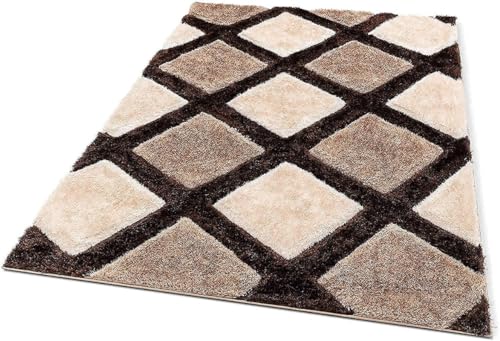 Image of Shaggy Area Rug for Living Room and Bedroom 12X15 FT Soft Plush Floor Carpet with Fluffy Texture, Modern Decorative Rug,Bedside and Indoor Spaces,Brown-Beige-Ivory