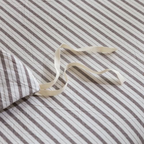 JIYUAN Oversized Queen Washed Cotton Duvet Cover Set Linen-Like Pinstripe by JIYUAN - Used condition - Image 8