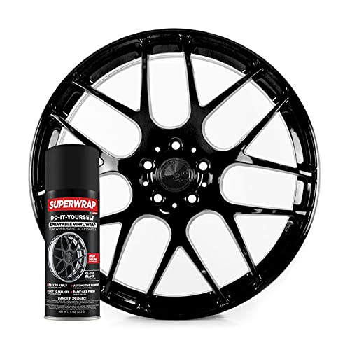 Superwrap Spray de peinture vinyle pour Alloys Badges Calipers and Mirrors 325 ml Noir brillant Cover