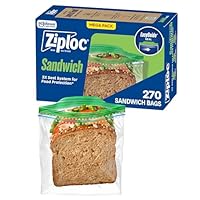 Ziploc Sandwich and Snack Bags, Easy Open and Close, Plastic Food Storage Bags, 270 Bags Total (Packaging May Vary)