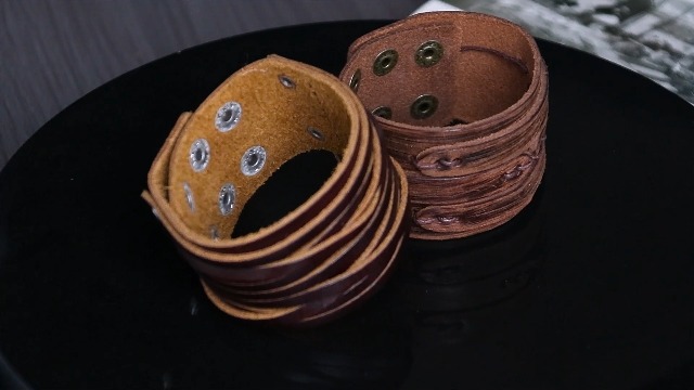 NIGHTCRUZ Punk Leather Cuff Bracelet, 2PCS Vintage Leather