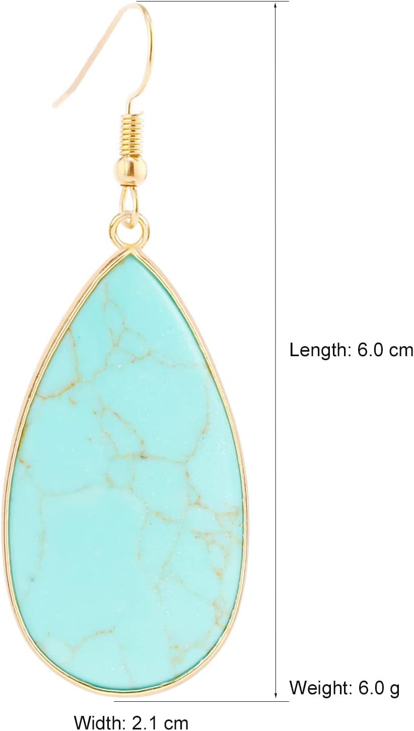 Natural Crystal Healing Stone Earrings Statement Teardrop Dangle Earrings for Women - Image 4