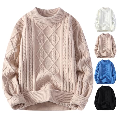 Cambkatl Men's Crewneck Sweaters - 2025 Fall Pullover Casual Long Sleeve Cable Knitted Cozy Sweater Tops2