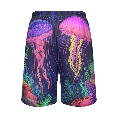 Jellyfish Pink Black Pajama Shorts for Men Lounge Pants Pajama Bottoms Sleepwear Sleepwear Pajama Pant with Pockets, S-XXL2