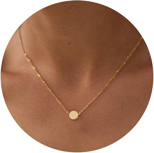 Collar de oro de Valloey Rover para mujer, chapado en oro de 14 quilates, colgante circular de circonia cúbica, collar de cadena de cuerda trenzada