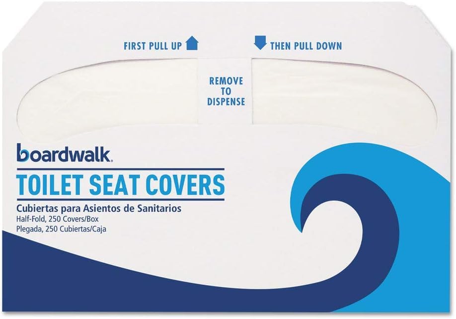 Boardwalk BWK-5000B 14.17 in. x 16.73 in. Premium Half-Fold Toilet Seat Covers - White (1,000 Count)