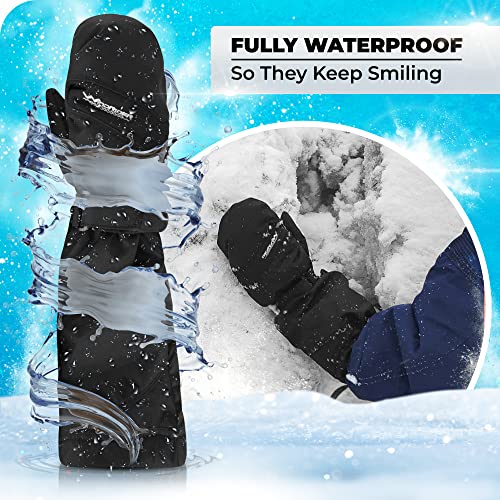 Windrider Toddler Waterproof Mittens, Super Warm, Wrist And Elbow Cinch, Over-The-Jacket Design, With Pairing Clip, For Unisex Kids And Baby, 1-2 Years Old #TOP5