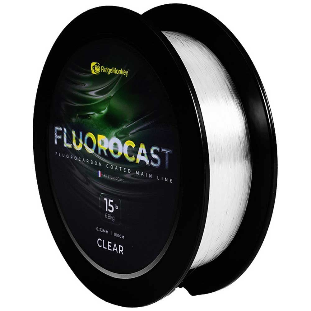 Lenza Mainline RidgeMonkey FluoroCast | Rivestita Fluorocarbon, 0,37 Mm / 8,2 Kg, 1000 M - copertina