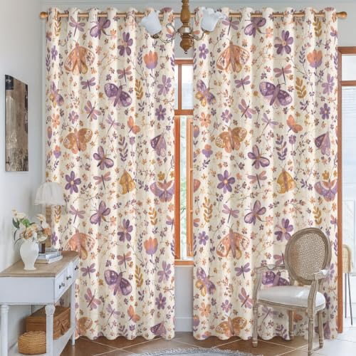 Rideaux occultants fleurs violettes pour salon chic - 3