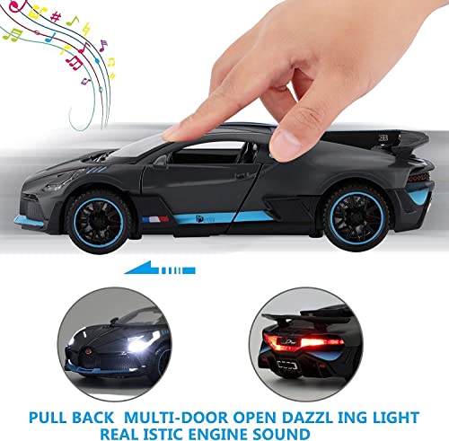Image of 1 /32 Buggatti Divo Model Car with Box, Zinc Alloy Pull Back Toy car with Sound and Light for Kids Boy Girl Gift?Colors as Per Stock? (Buggatti Divo)