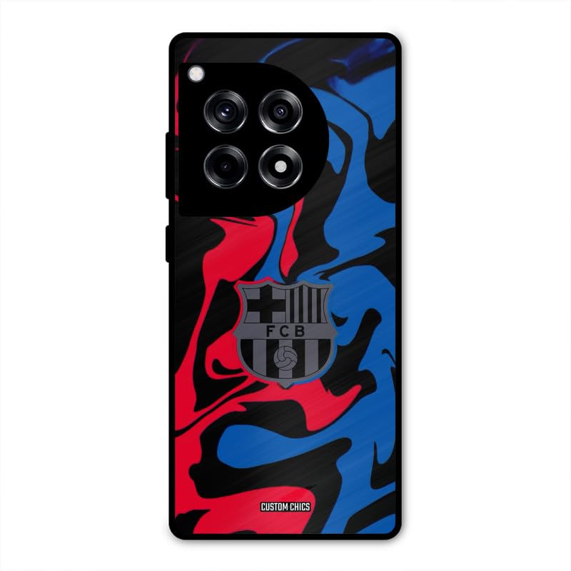Image of PrintShield FC Barcelona Comic Back Cover for Oneplus 12R, Shockproof Printed Phone Case with Soft TPU Sides & Anti-Slip Grip