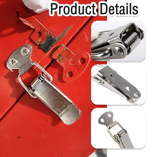 2 Stück Spannverschluss Edelstahl,Metall Schnappverschluss,Kistenverschluss,Klein Verriegelungn,Tischplattenverbinder,Verschluss,Federverschluss,Klappverschluss,für Türen,Camping,Schränke,Fenster