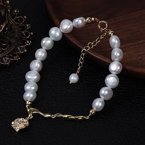 Bracelet extensible perles d'eau douce anti-perte pour femme - 4