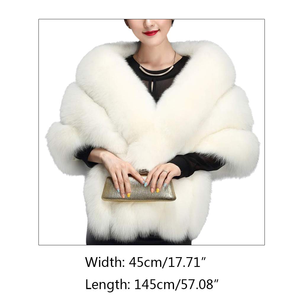 Lussuoso mantello invernale da donna, con collo a V, scialle avvolgente, stola, mantello da sposa, per abiti da sposa, ganci da parete in legno