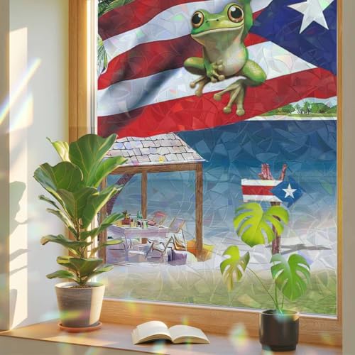 Película de privacidad para ventana con bandera de Puerto Rico miniatura 1