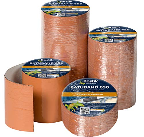 Bostik Batuband 650 – Bande d’Étanchéité Autocollante À Froid – Couverture, Façade, Vitrage, Maçonnerie, Industrie – 1 Rouleau – Orange –...