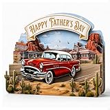 WhatSign Pop Up Fathers Day Card - 3D Vintage Classic Car Route 66 Happy Father's Day Card for Dad...