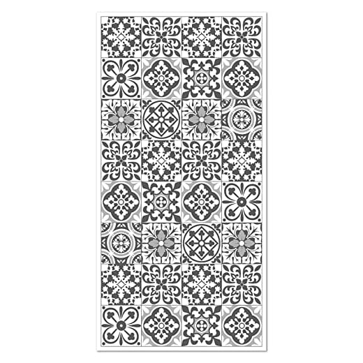 Panorama Tapis Vinyle Cuisine Salon - Différentes Tailles - (Carreaux Ciments Triana Bleu 40x80 cm)