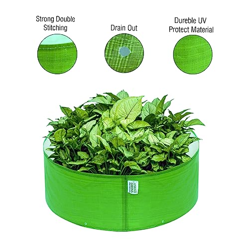 Image of Anandi Green's Premium HDPE Uv Protected 220 GSM Round Shaped Green Colour Plants Grow Bags Suitable for Terrace and Vegetable Gardening (Pack of 3, 18X9 INCH)