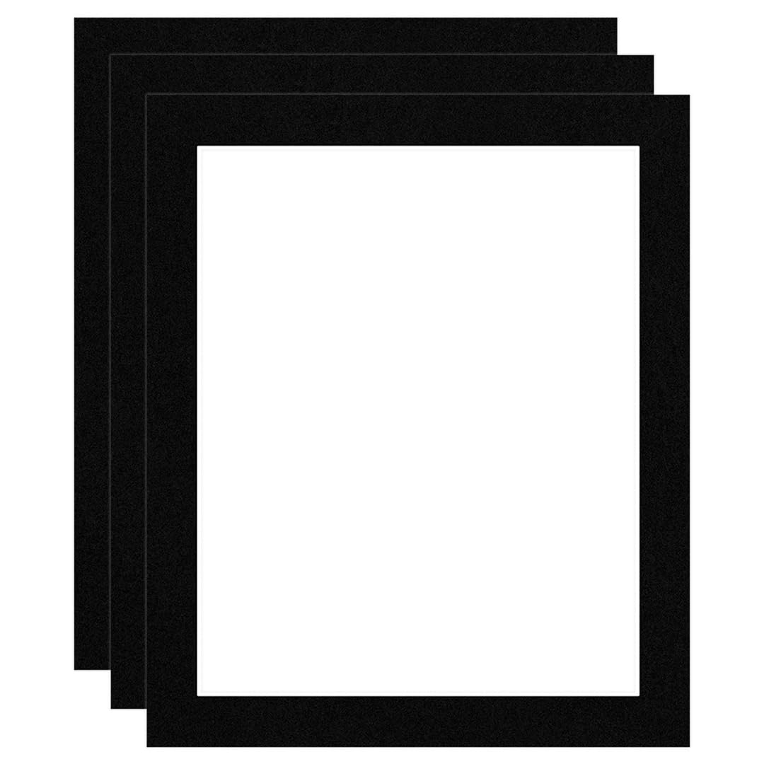 Procut Global 12x10" Black Picture Mounts Board to Fit 10x8" Aperture Size - Photo Mount Card Ideal for Prints, Artwork, Crafts & Certificates - Sizes & Colors Available - Pack of 3
