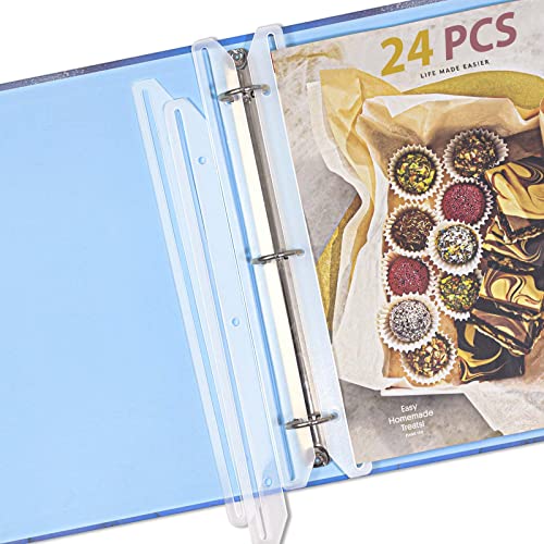 40Pcs 3 Hole Punched Magazine Holders, Magazine Organizer, 3 Ring Binder Insert Strips, Translucent White
