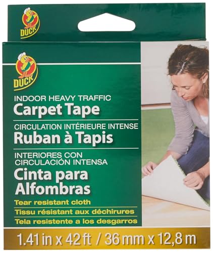Image of Duck Brand Indoor Heavy Traffic Carpet Tape,1.41-Inch x 42 Feet, Single Roll, White (286375)