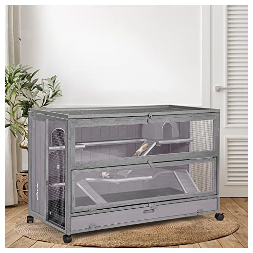 Guinea Pig Cage Hamster Cage 3 Levels Small Animal Cages with Chewing Toy, Food Bowl, Seesaw, Hideout and Plastic Tray…